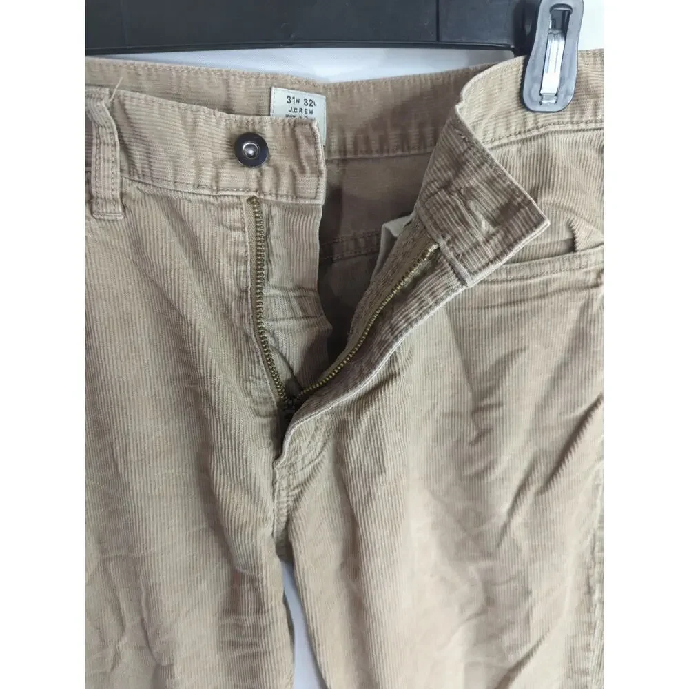 J. Crew Mens Khaki Corduroy Cotton Straight Fit Slim Fit Pants Size 31W X‎ 32L